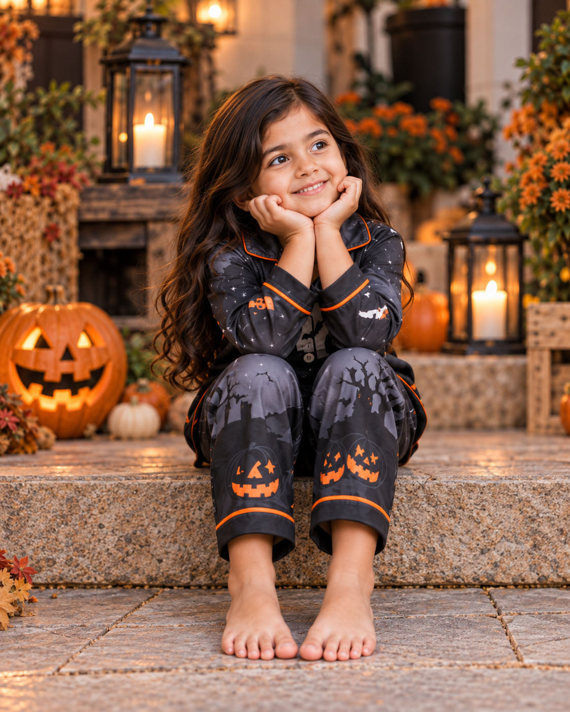 Bats & Castle Halloween Pure Cotton Printed Pajama Set