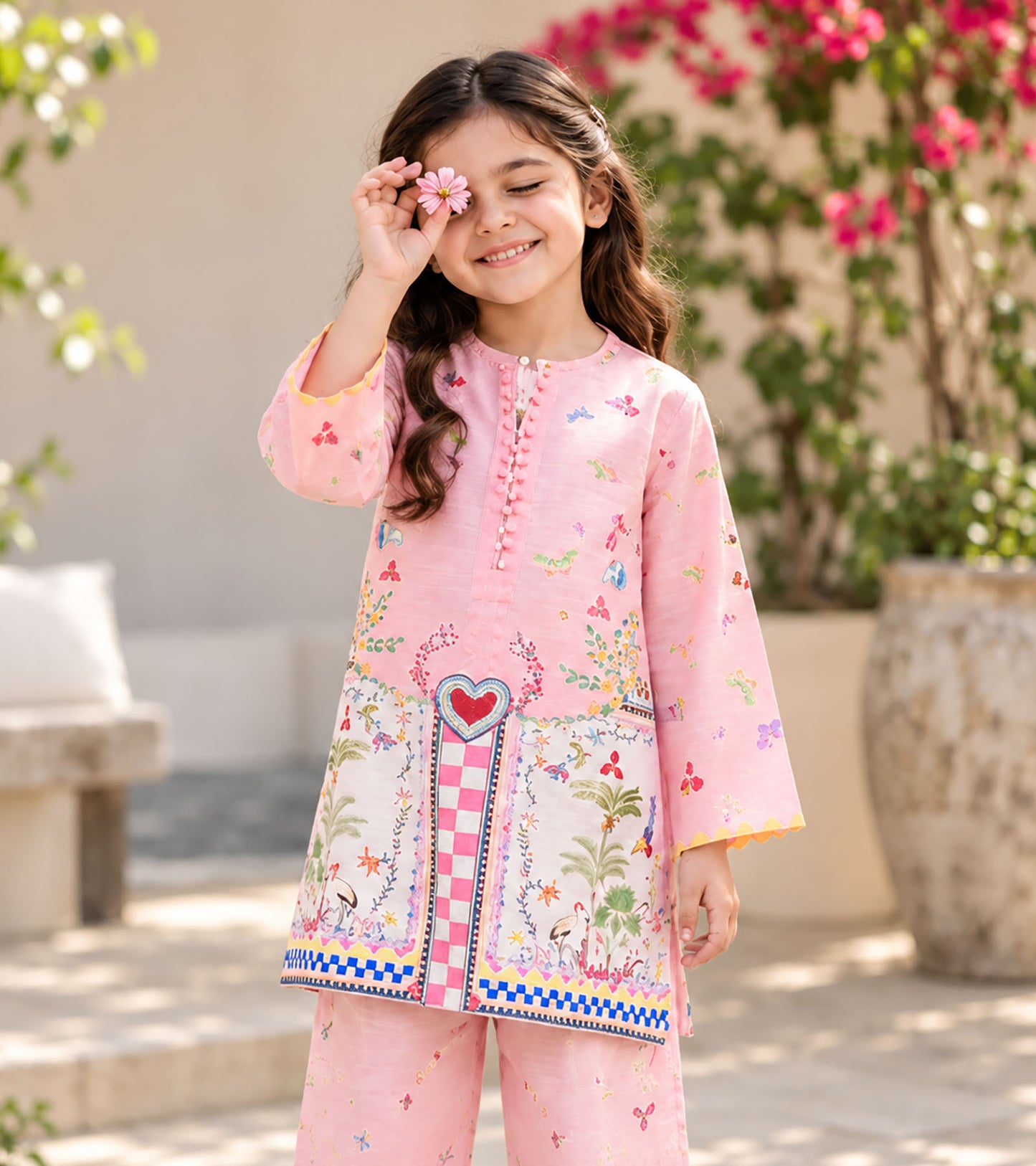 Blush Garden Girls Pyjama Kurta Set