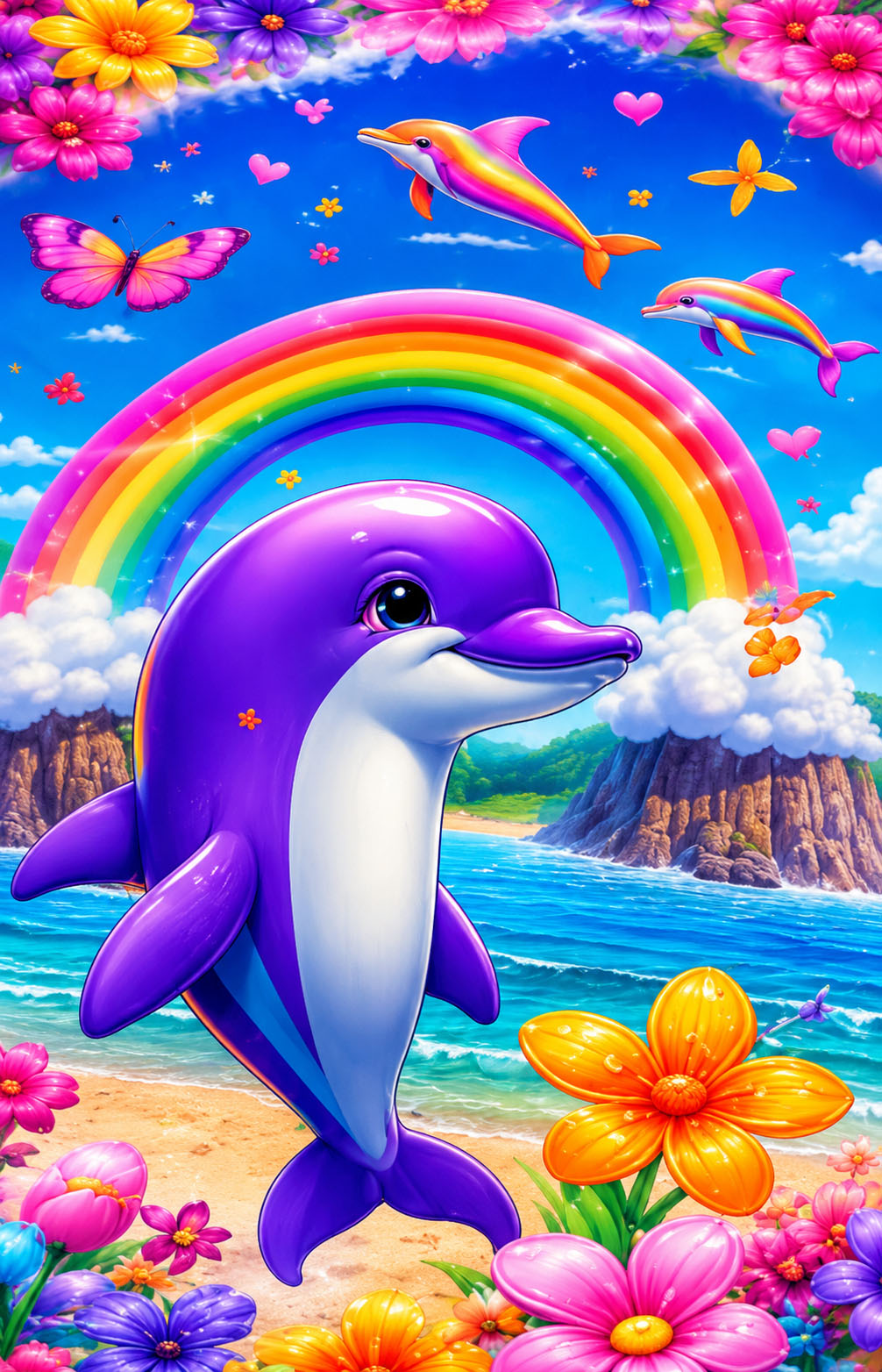 Dolphin Garden Dream Girls Blanket Pure Cotton