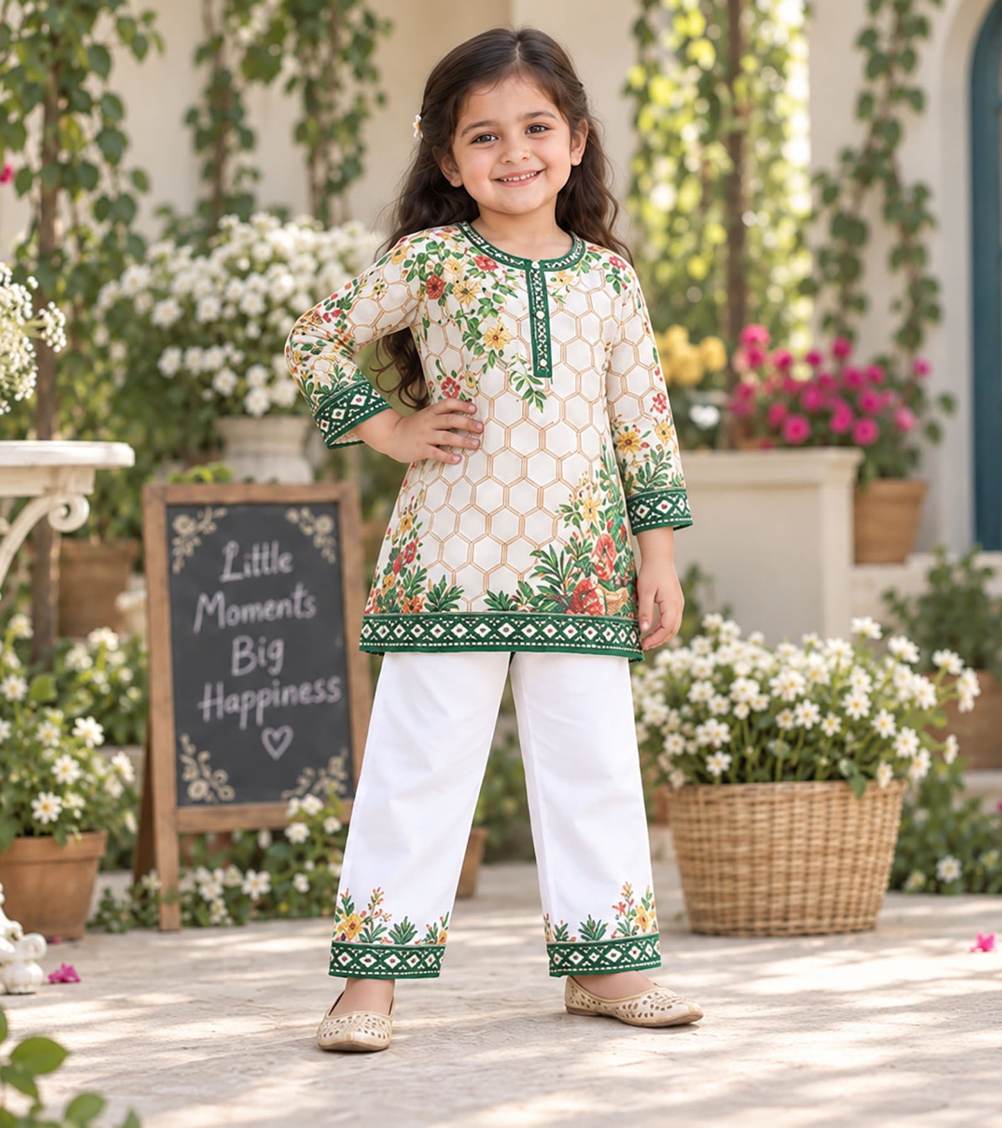 Green Meadow Girls Pyjama Kurta Set