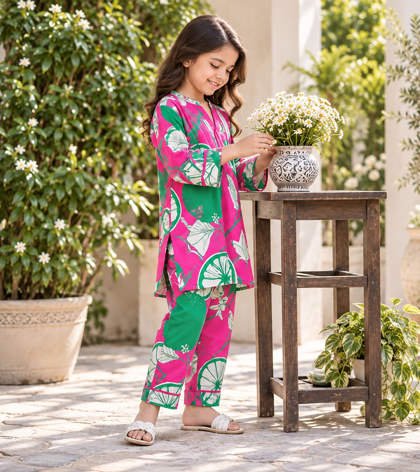 Lime Pop Girls Pyjama Kurta Set