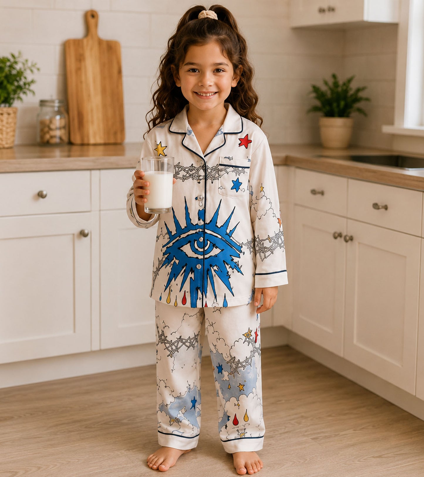 Little Nova Printed Girls Pure Cotton Nightsuit Set