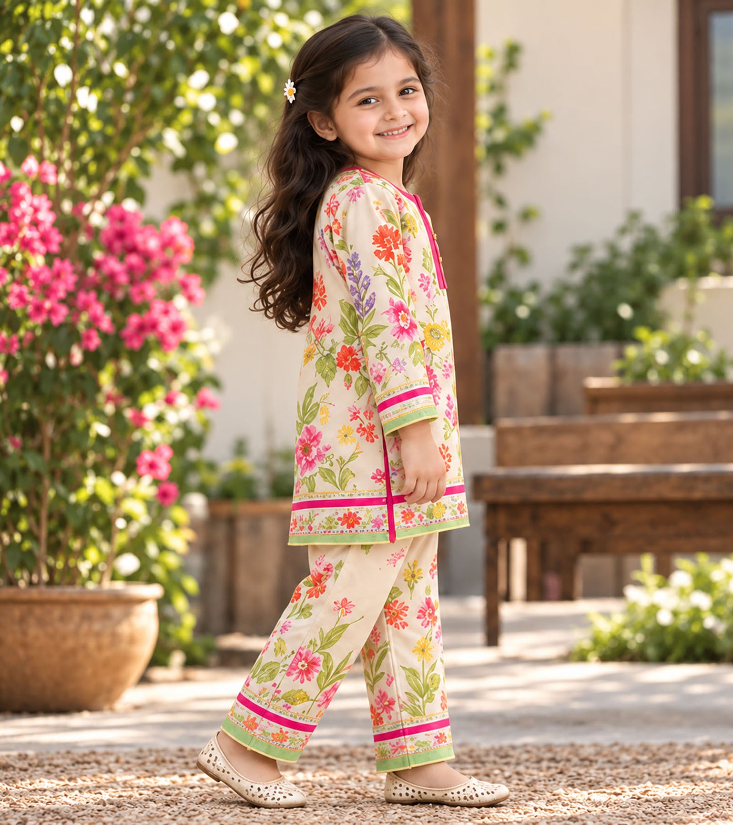 Spring Bouquet Girls Pyjama Kurta Set