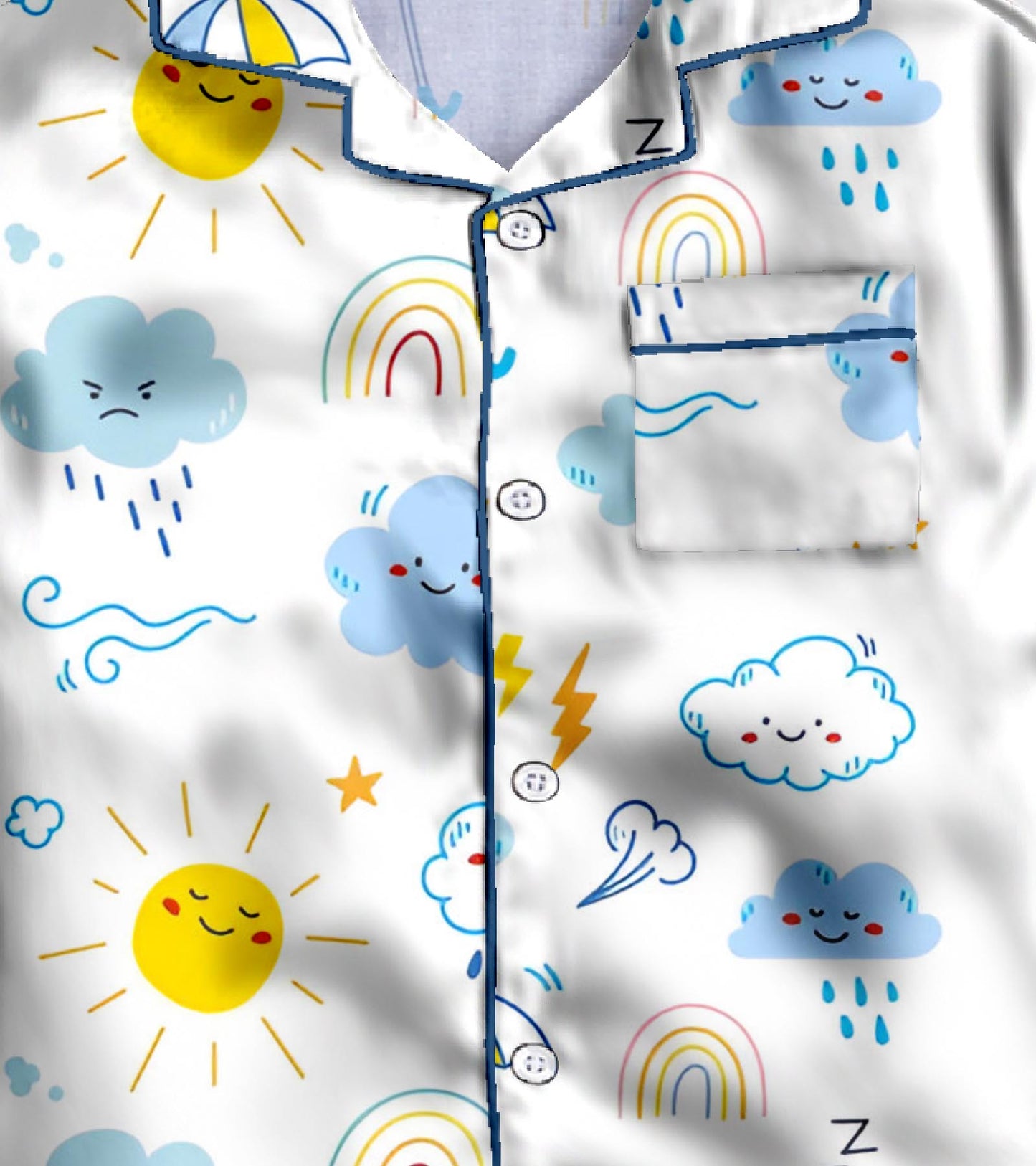 Sun and Cloud Pure Cotton Printed Nightsuit Set
