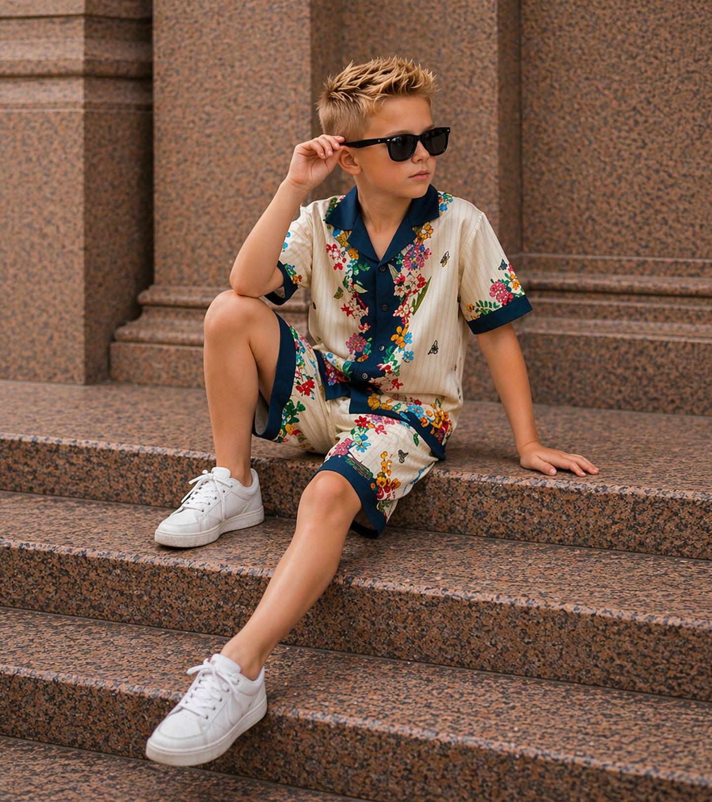 Vintage Garden Pure Cotton Luxe Co-ord Set For Boys