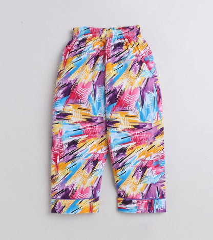 Abstract Printed Girls Nightsuit Set