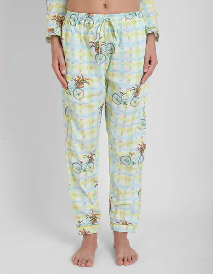 Bi-Cycle Checks Printed Nightsuit Set for Women