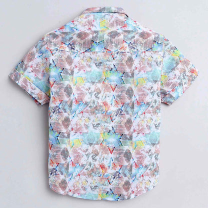 Star Print Pure Cotton Half Sleeve Shirt For Boys
