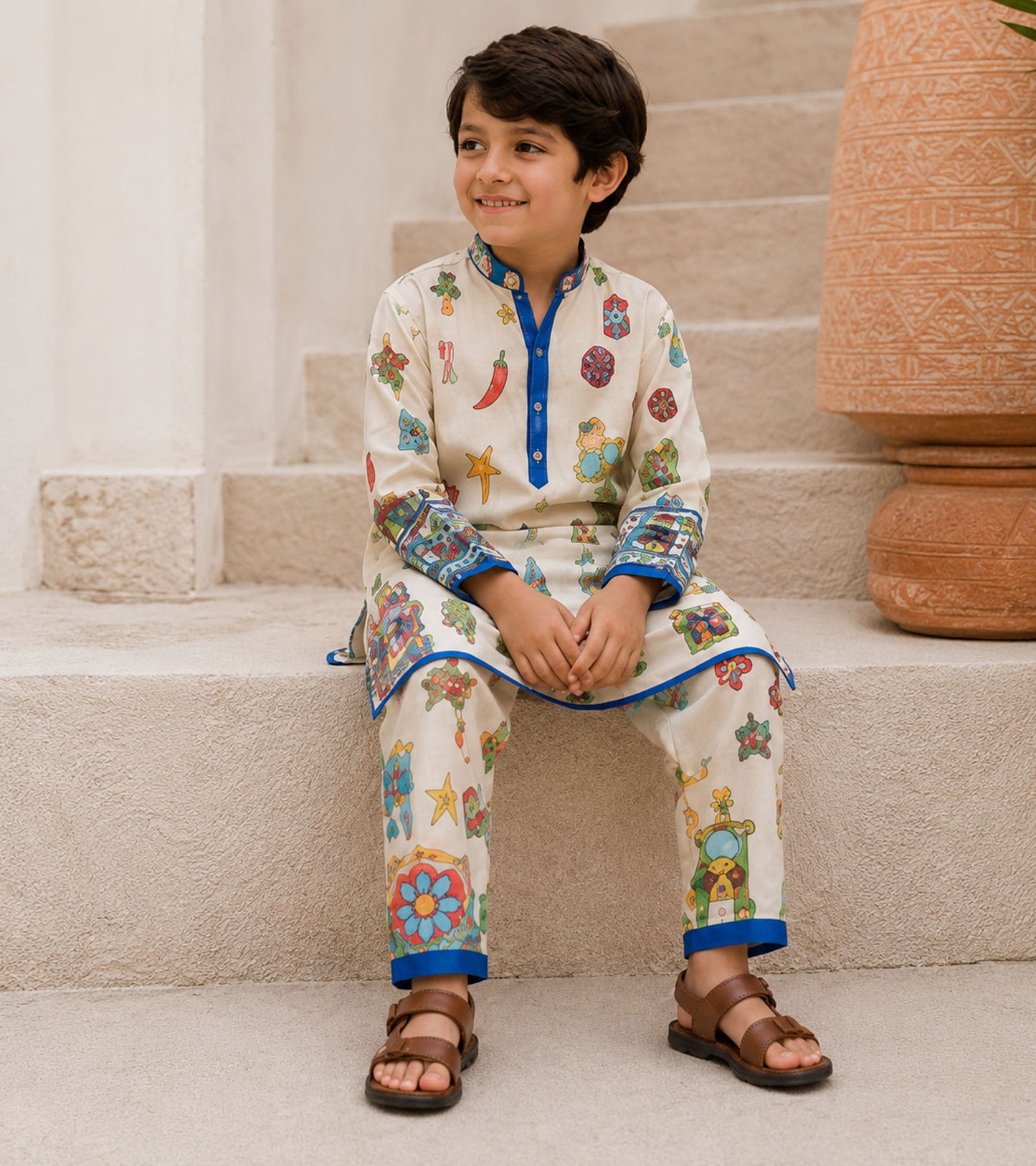 Artisan Blue Festive Pure Cotton Kurta Set
