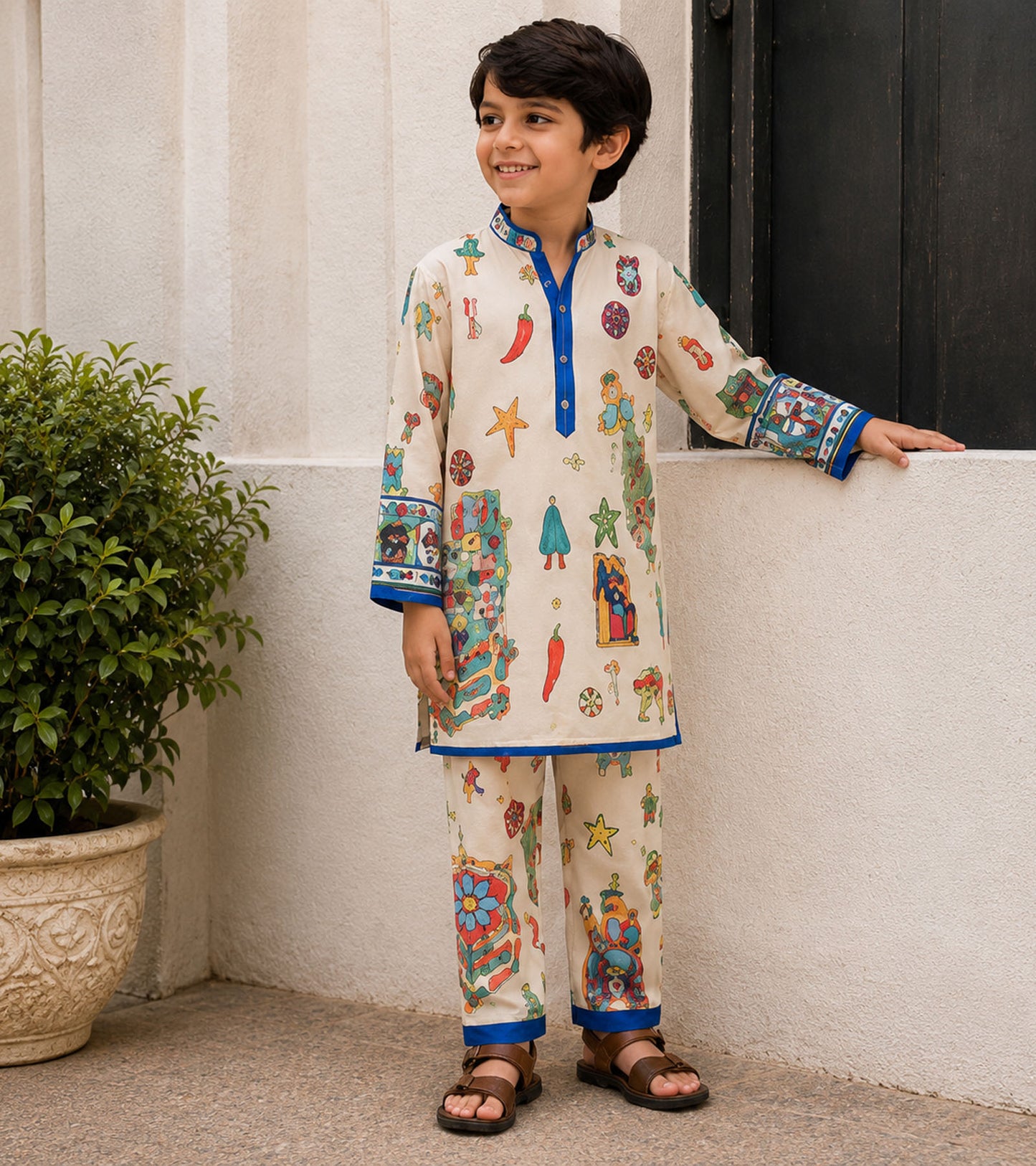 Artisan Blue Festive Pure Cotton Kurta Set