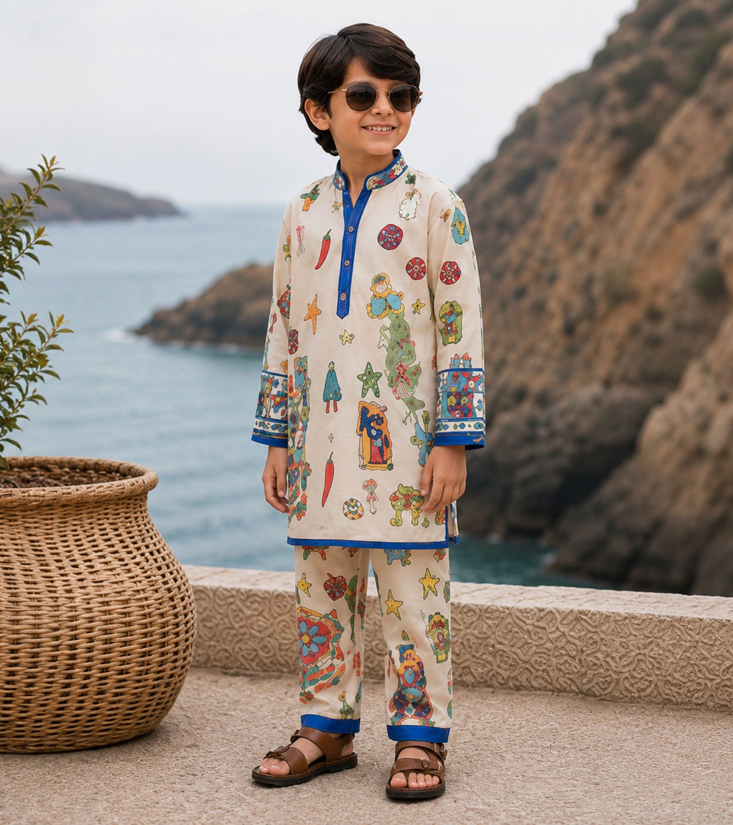 Artisan Blue Festive Pure Cotton Kurta Set
