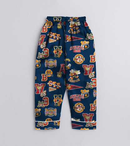 Athletic Pure Cotton Printed Nightsuit Set