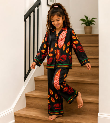 Autumn Belle Printed Girls Pure Cotton Nightsuit Set