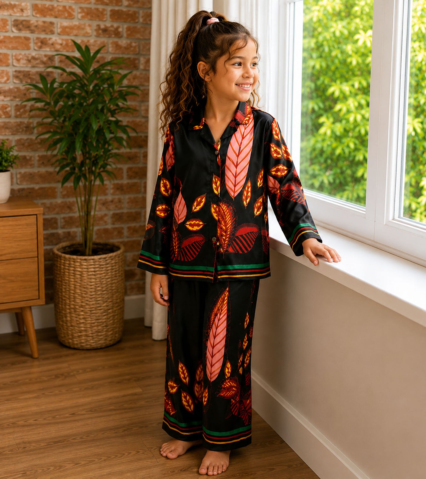 Autumn Belle Printed Girls Pure Cotton Nightsuit Set