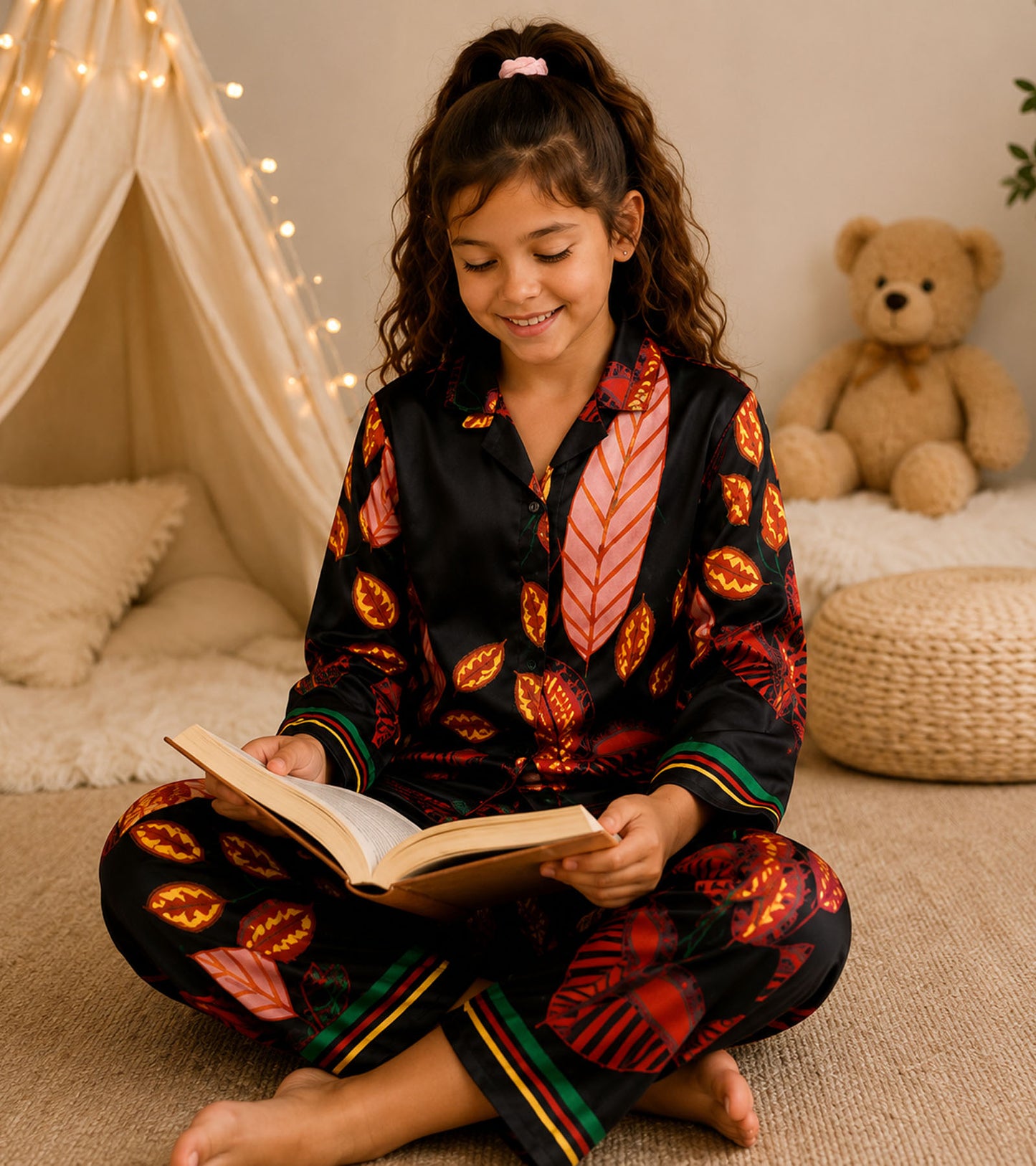 Autumn Belle Printed Girls Pure Cotton Nightsuit Set