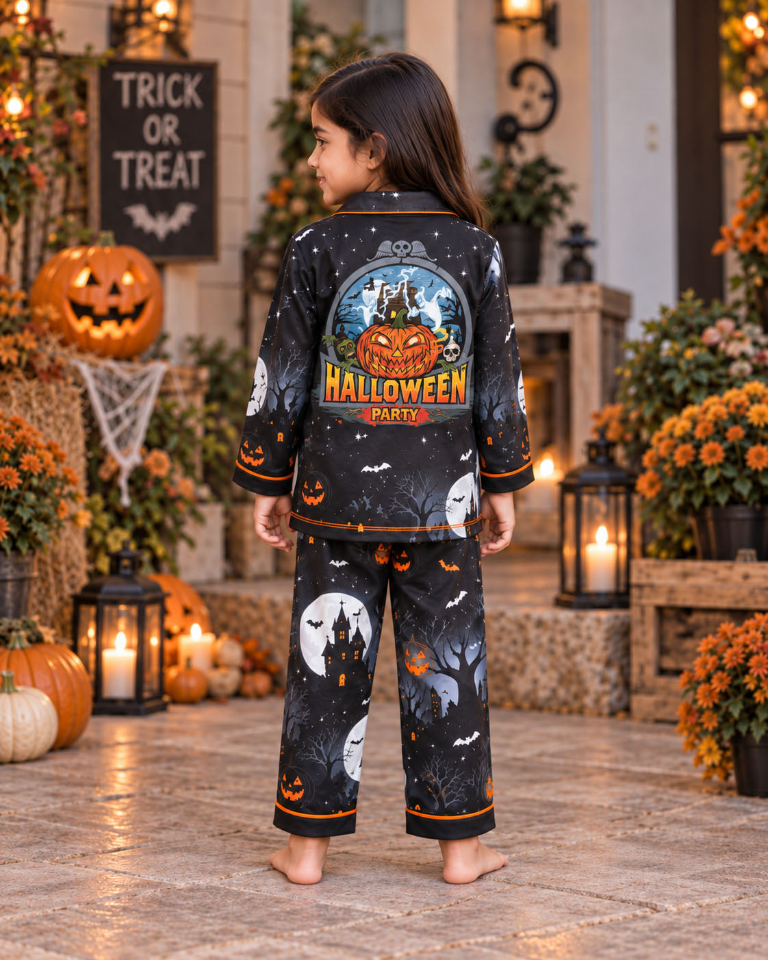 Bats & Castle  Halloween Pure Cotton Printed Pajama Set