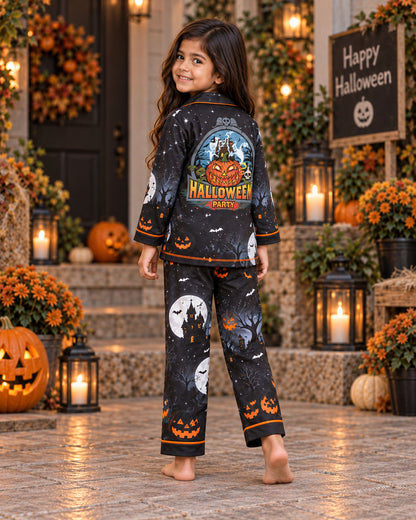 Bats & Castle  Halloween Pure Cotton Printed Pajama Set