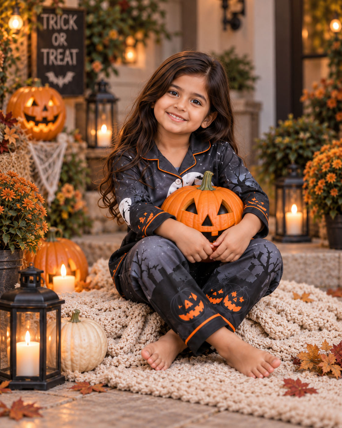Bats & Castle  Halloween Pure Cotton Printed Pajama Set