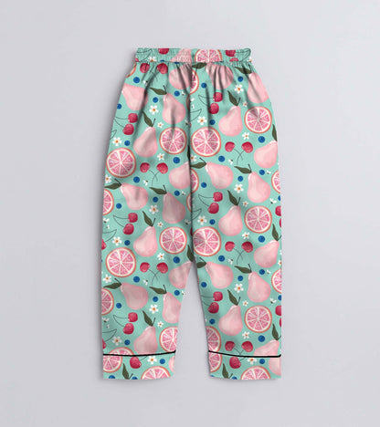 Beauty Fruit Printed Girls Pure Cotton Nightsuit Set