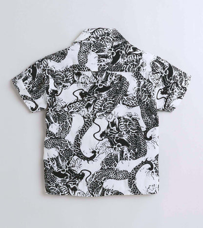 Black and White Tiger Printed Boys Co ord Set