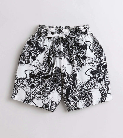 Black and White Tiger Printed Boys Co ord Set
