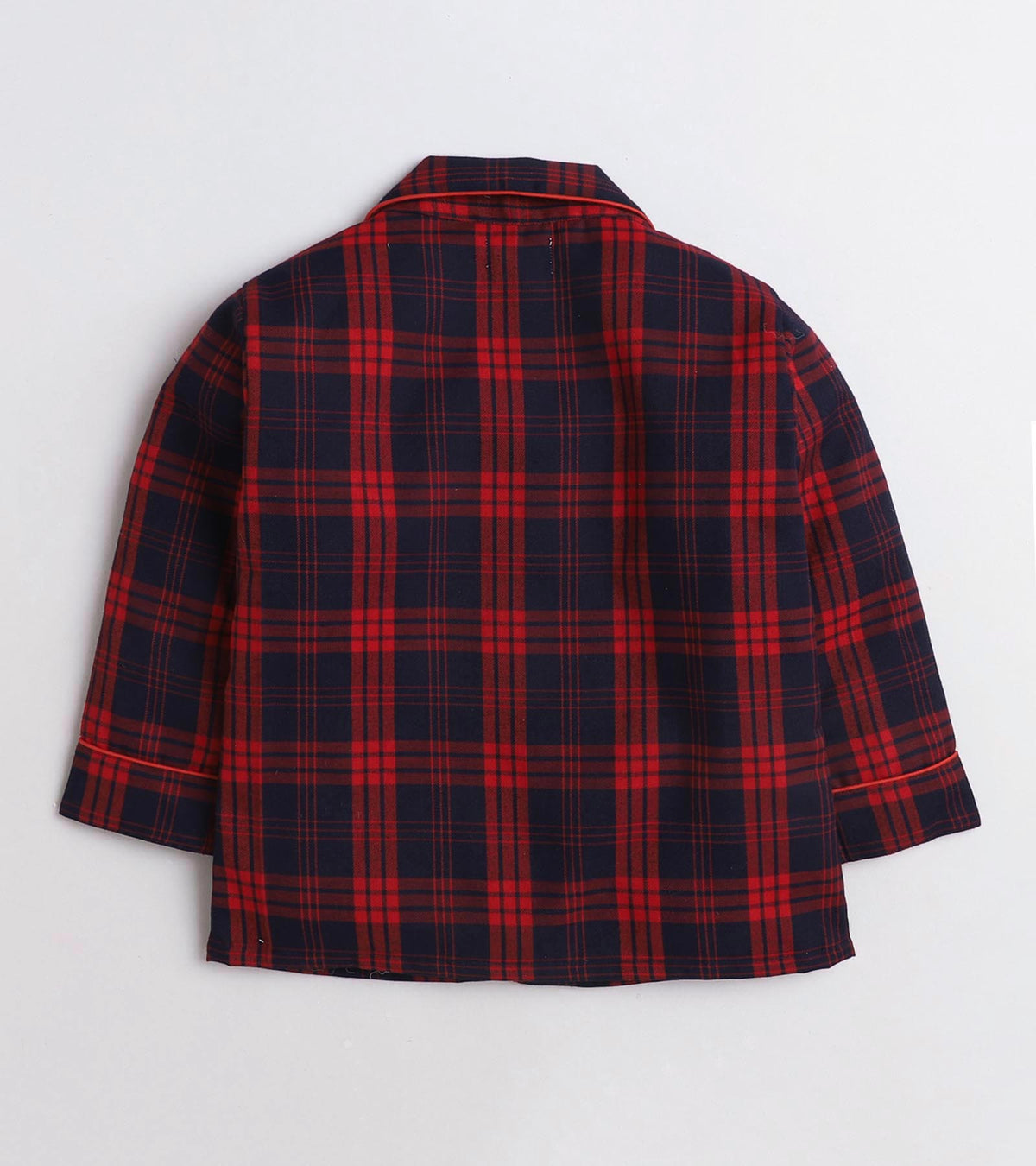 Blue and Red Checks Christmas Printed Nightsuit Set