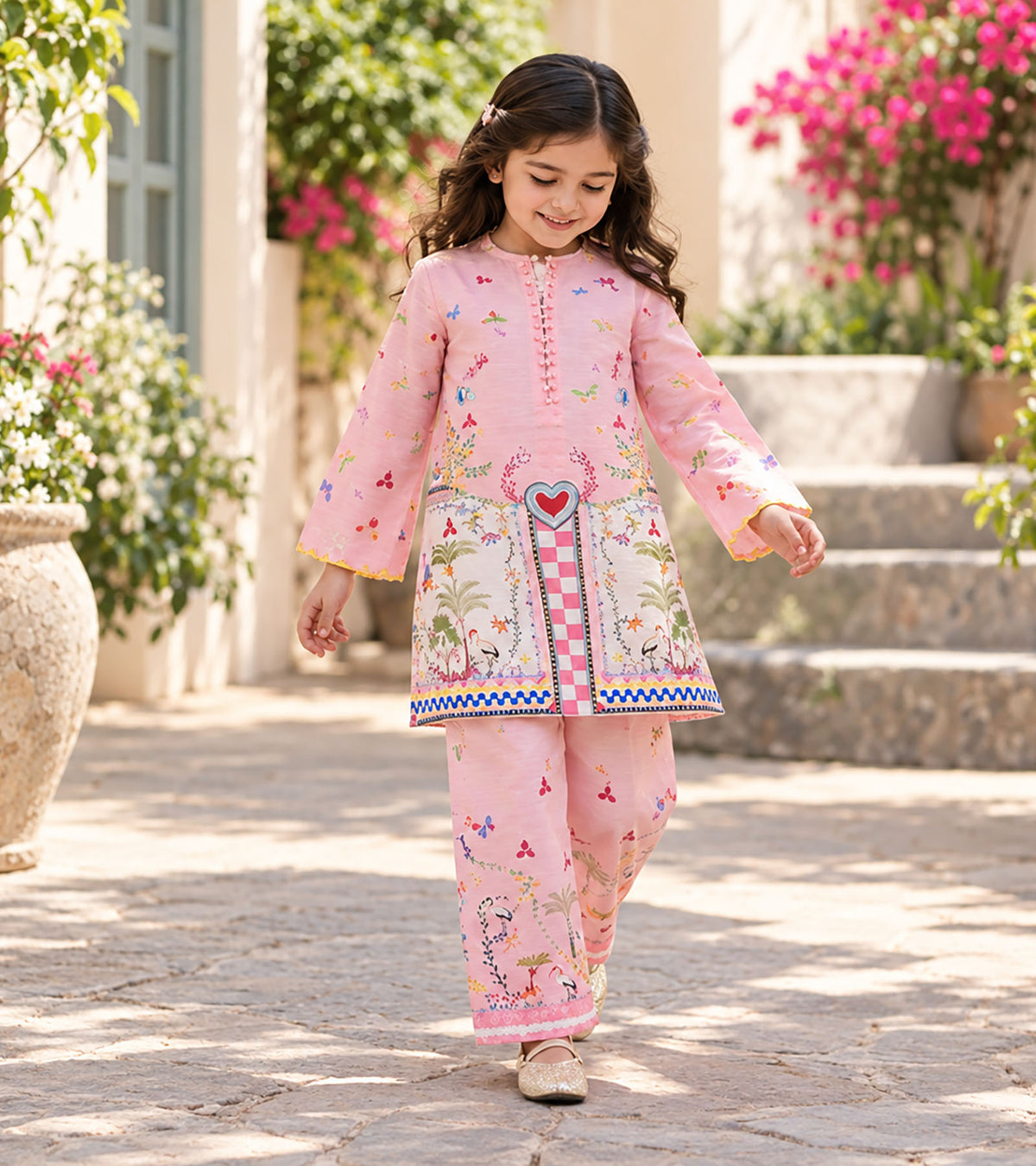Blush Garden Girls Pyjama Kurta Set
