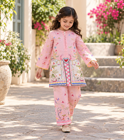 Blush Garden Girls Pyjama Kurta Set