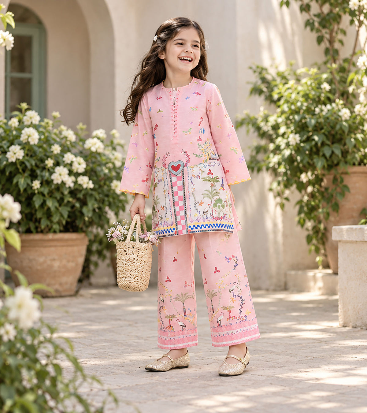 Blush Garden Girls Pyjama Kurta Set