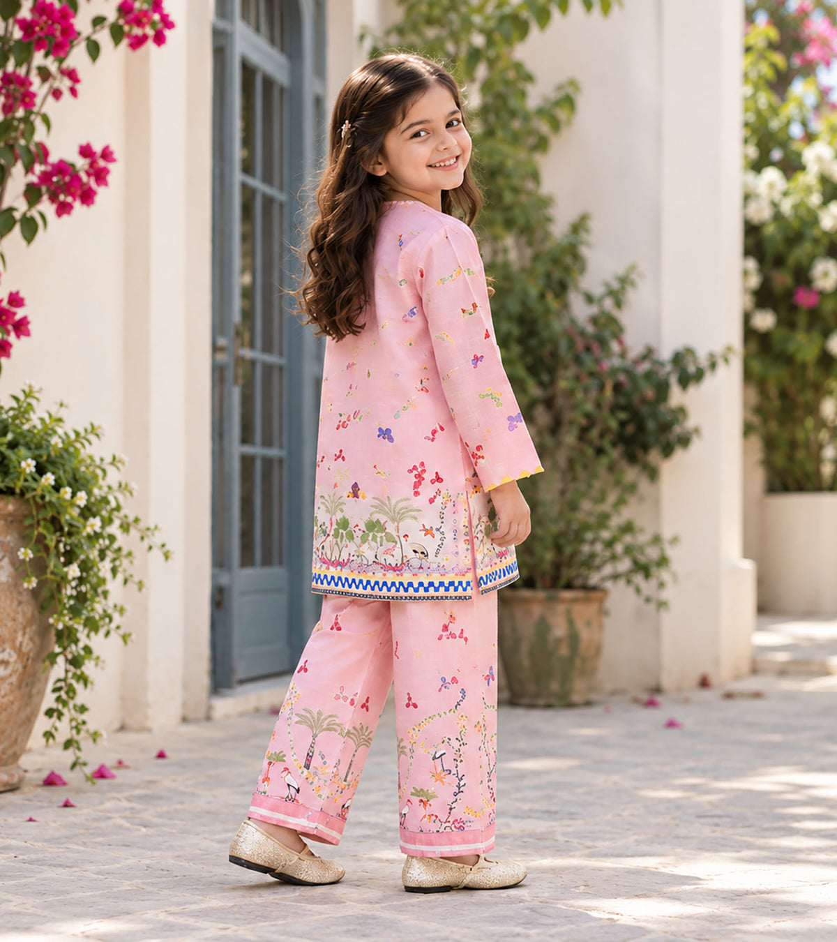 Blush Garden Girls Pyjama Kurta Set