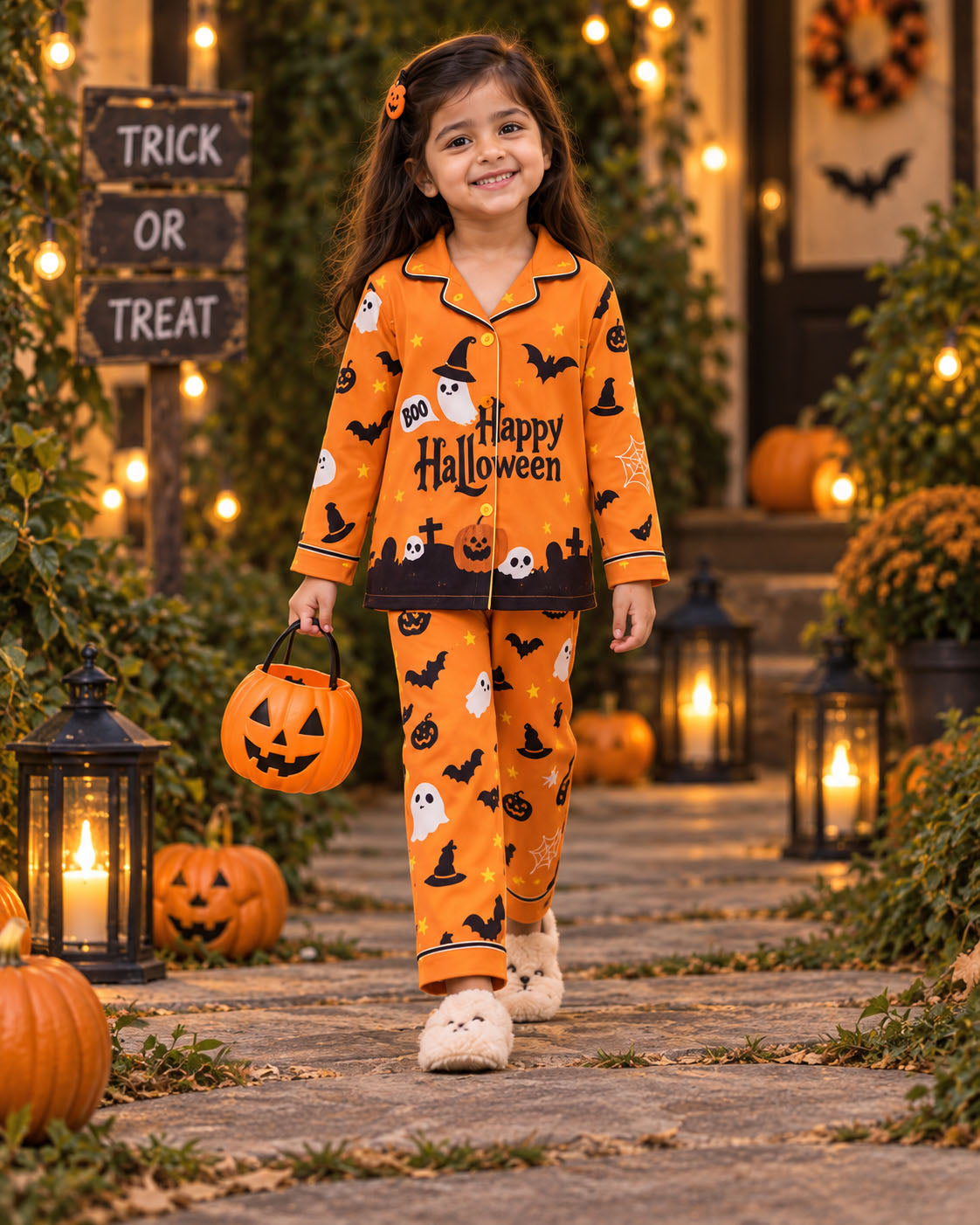 Boo Happy Halloween Pure Cotton Printed Pajama Set