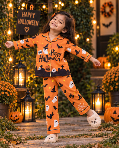 Boo Happy Halloween Pure Cotton Printed Pajama Set