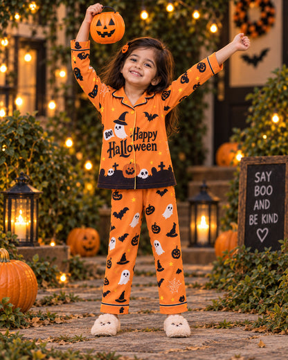 Boo Happy Halloween Pure Cotton Printed Pajama Set