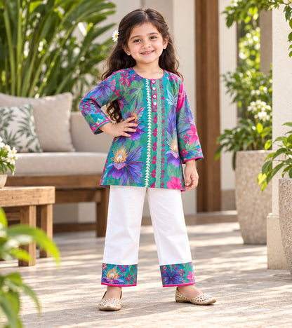 Botanical Jewel Girls Pyjama Kurta Set