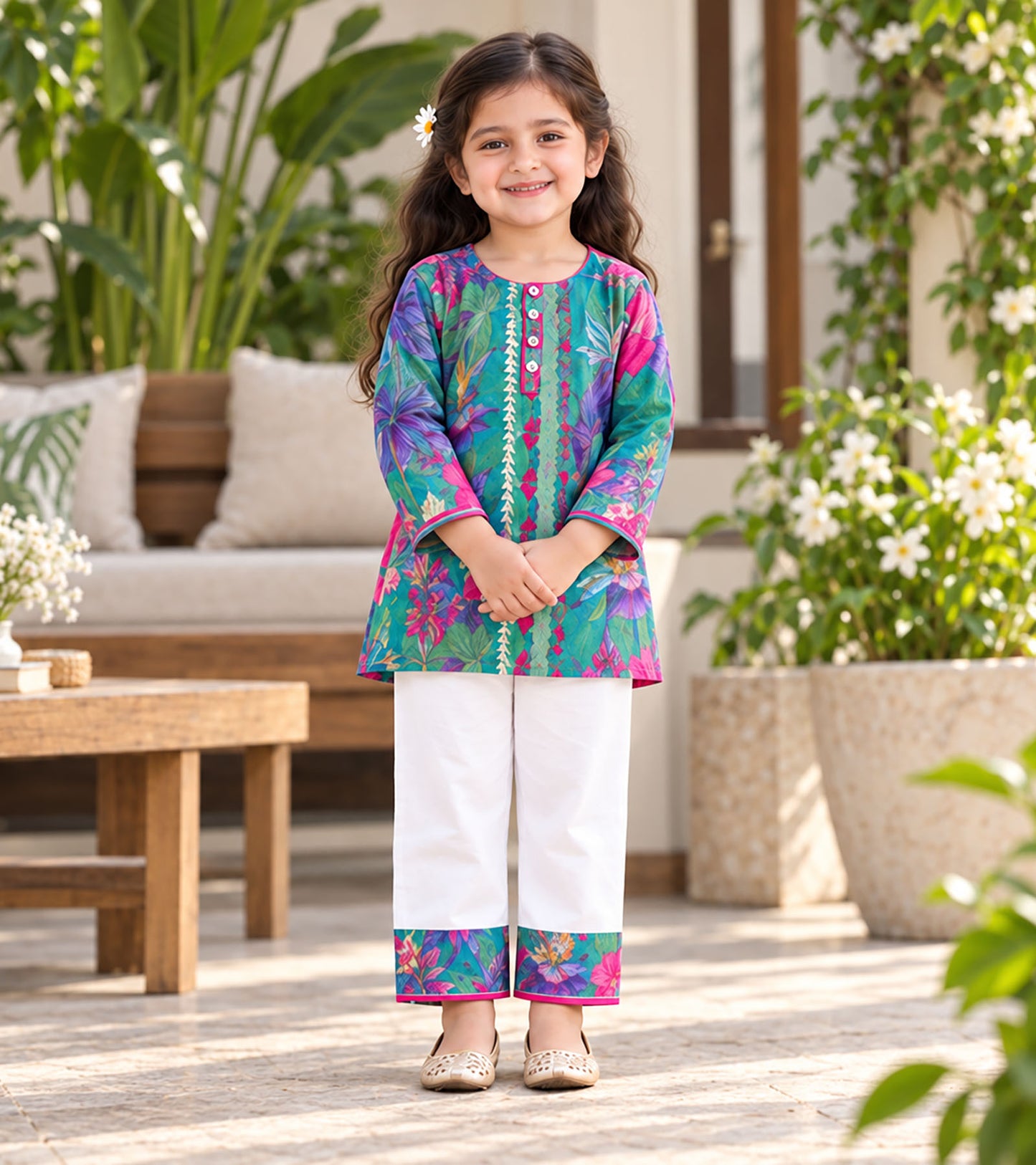 Botanical Jewel Girls Pyjama Kurta Set