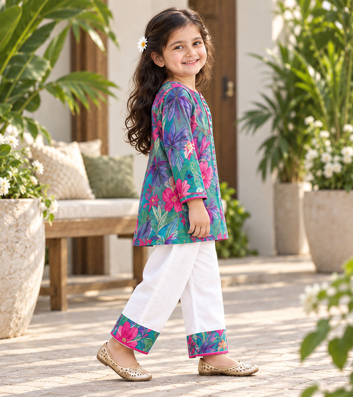 Botanical Jewel Girls Pyjama Kurta Set