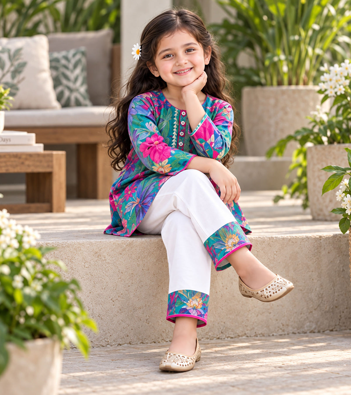 Botanical Jewel Girls Pyjama Kurta Set
