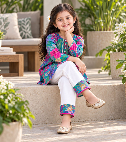 Botanical Jewel Girls Pyjama Kurta Set