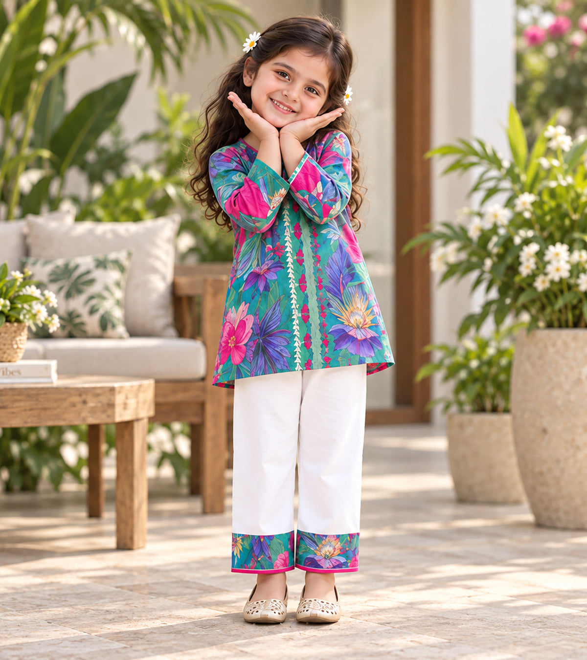 Botanical Jewel Girls Pyjama Kurta Set