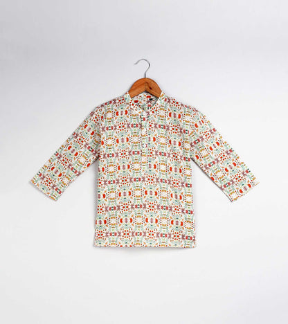 Boys Light Floral  Printed Kurta Set