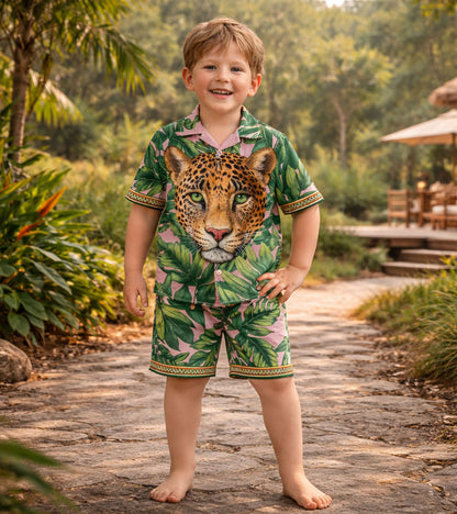 Boys Wild Leopard and Tiger Jungle Pure Cotton  Co-ord Set