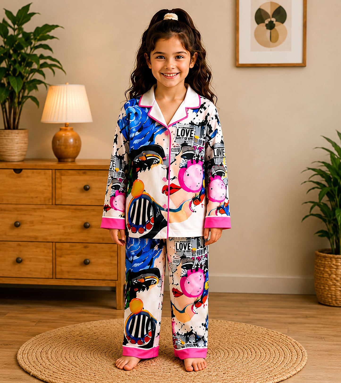 Bubble Pop Printed Girls Pure Cotton Nightsuit Set