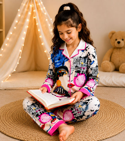 Bubble Pop Printed Girls Pure Cotton Nightsuit Set