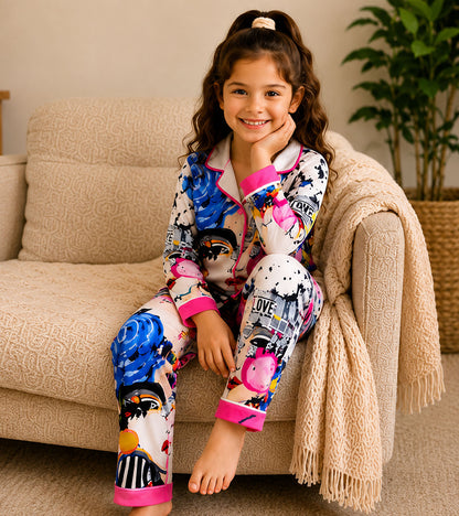 Bubble Pop Printed Girls Pure Cotton Nightsuit Set