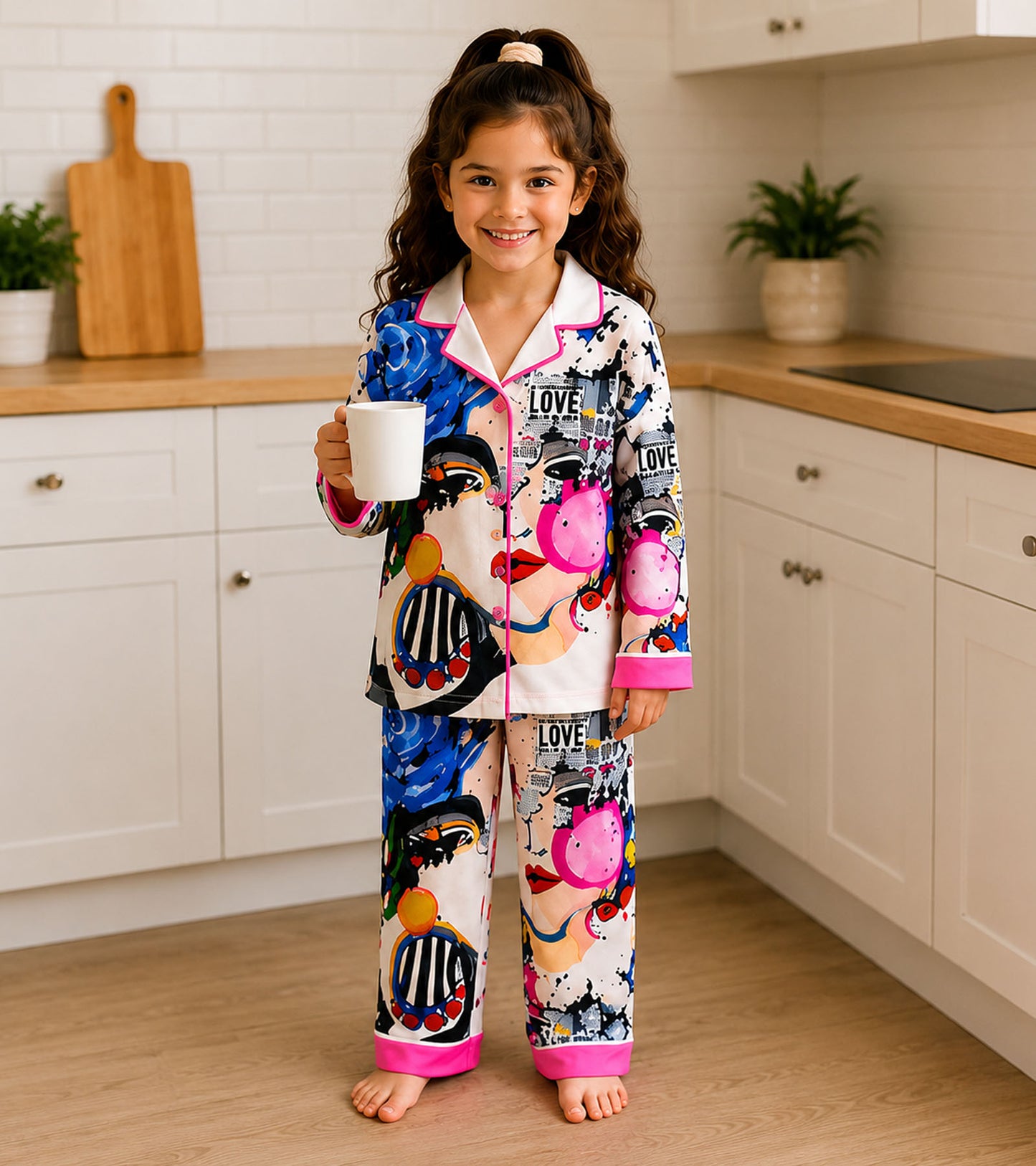 Bubble Pop Printed Girls Pure Cotton Nightsuit Set