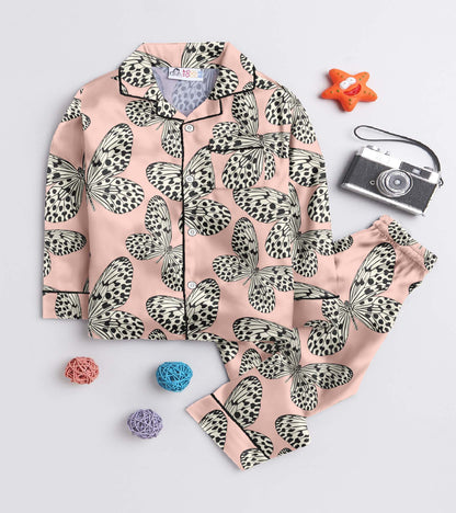 Butterfly Printed Girls Pure Cotton Nightsuit Set