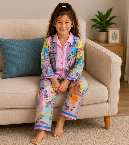 Candy Melody Printed Girls Pure Cotton Nightsuit Set