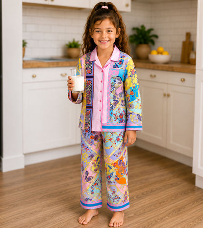 Candy Melody Printed Girls Pure Cotton Nightsuit Set