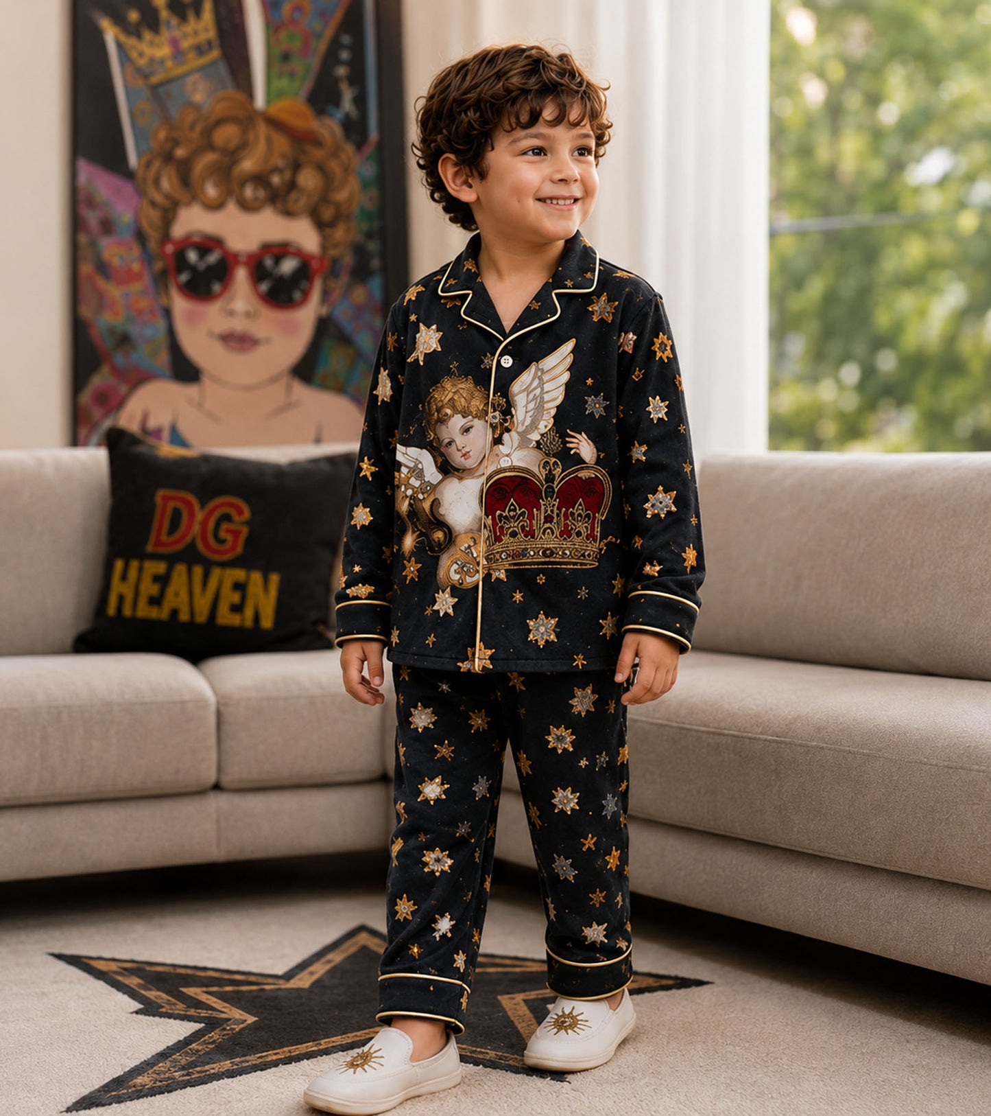 Celestial Crown Luxe Pure Cotton Printed Nightsuit Set