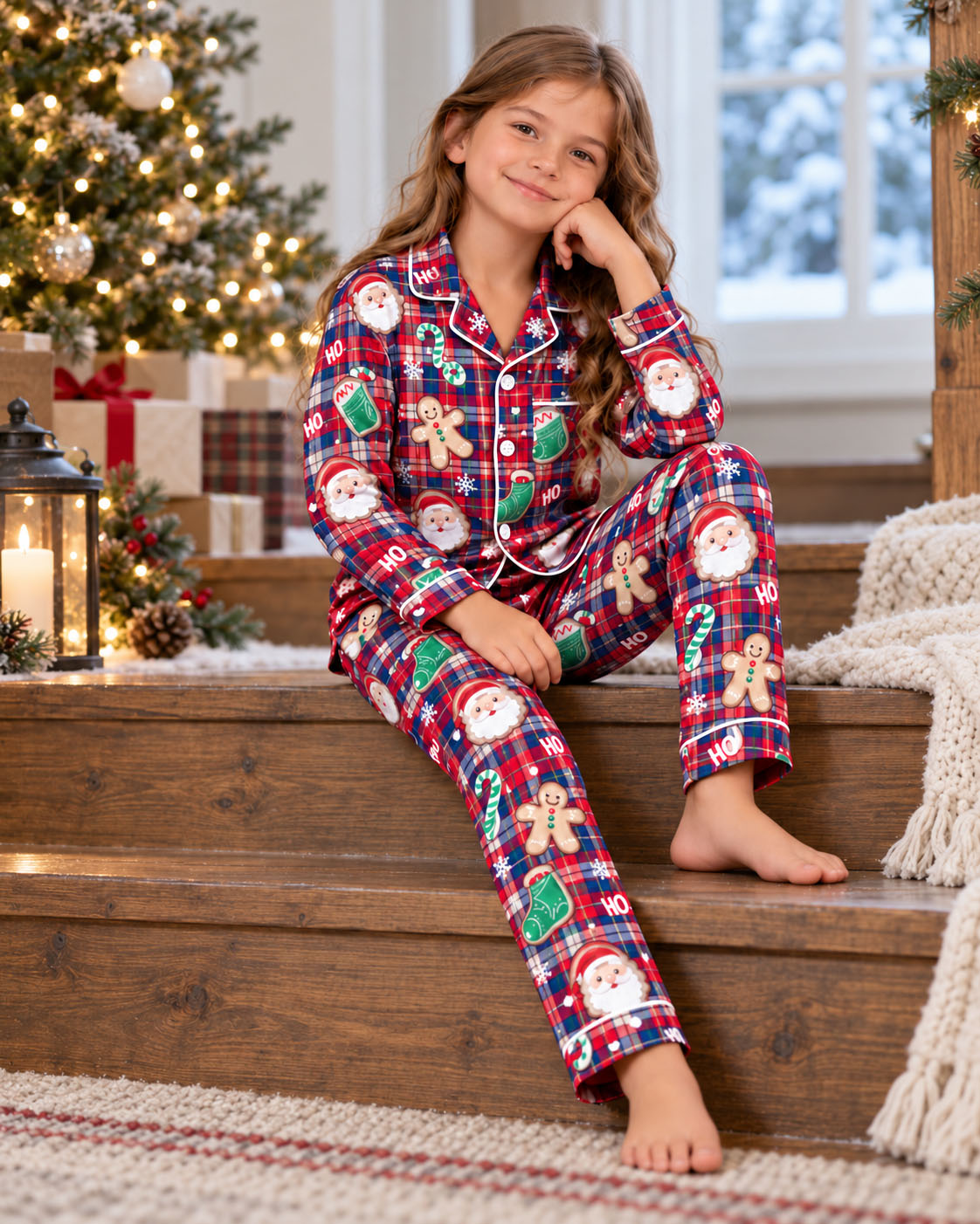Checks Santa's Merry Plaid  Pajama Sets